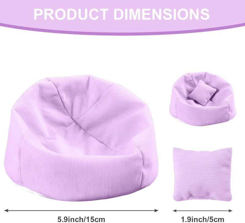 Walant Doll Car Seat Compatible with Labubu, Handmade Bean Bag Chair for 15-17cm Doll, Anti-Slip Bottom, Cute Doll Accessories for Display, Fans&Collectors Gifts, Durable Corduroy Fabric (Light Purple) - Image 3